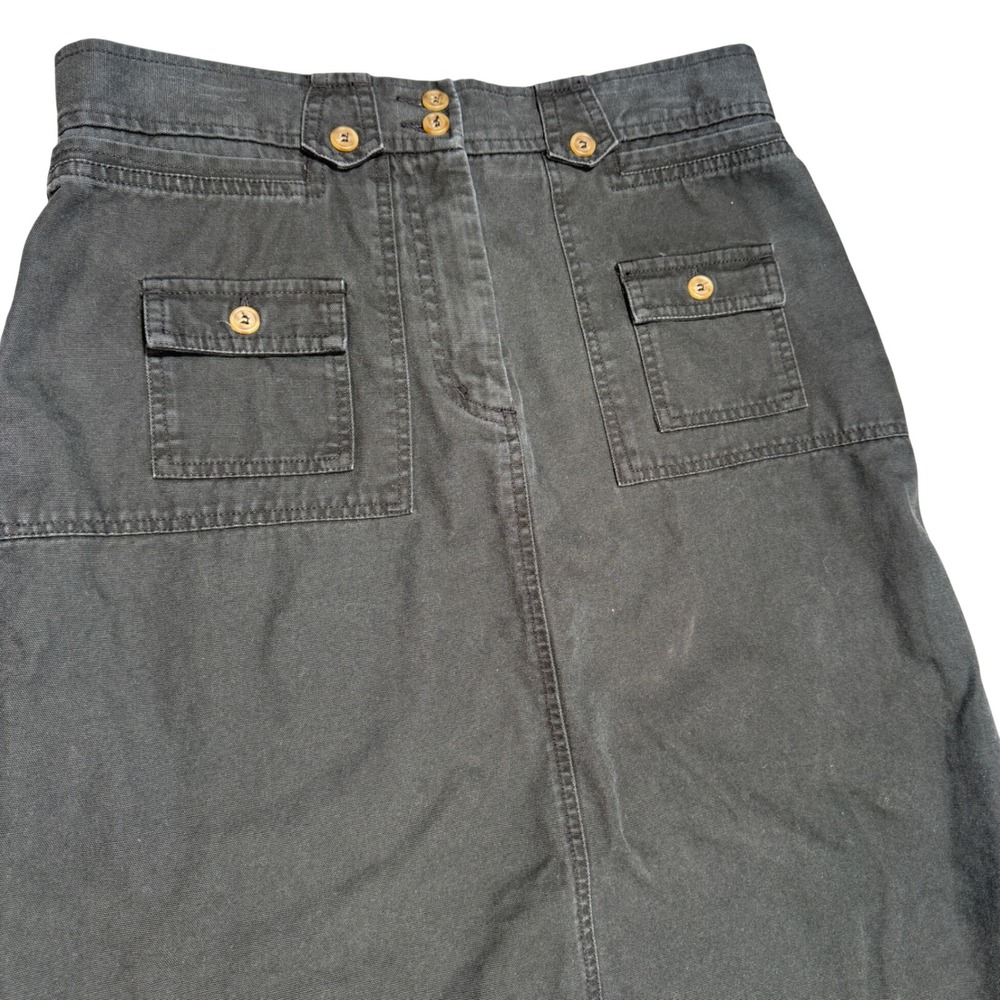 VTG St. Johns Bay Denim Maxi Skirt Womens Size 12 Black Utility Streetwear Gorp - Picture 5 of 12